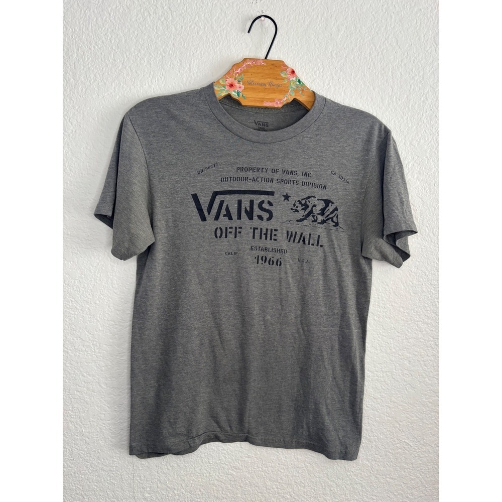 Vans Graphic T-Shirt Small Excellent Heather Gray Off The Wall California Bear